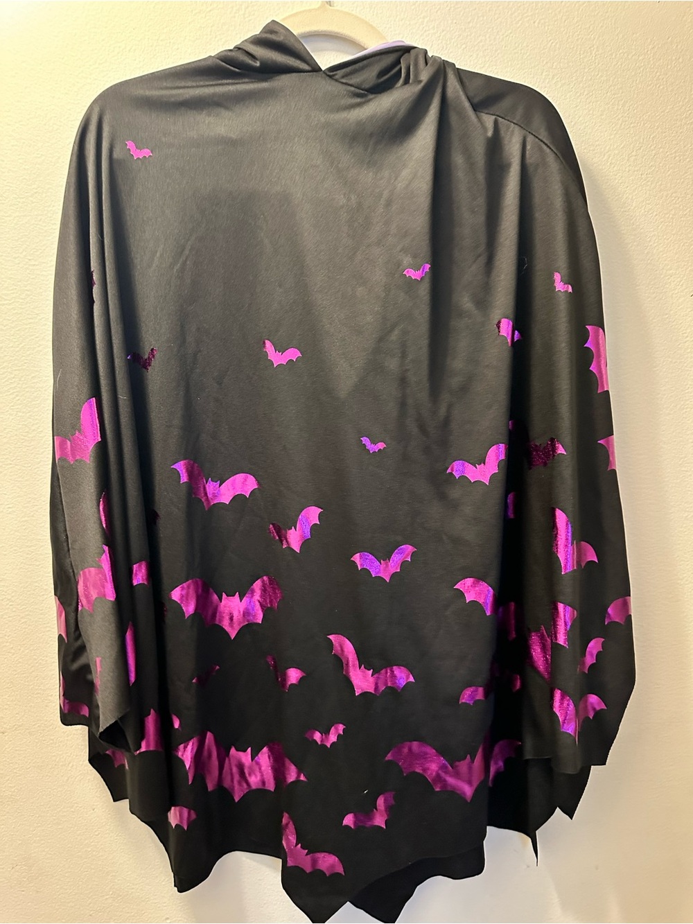 Black Hood with Purple Bat Print Halloween